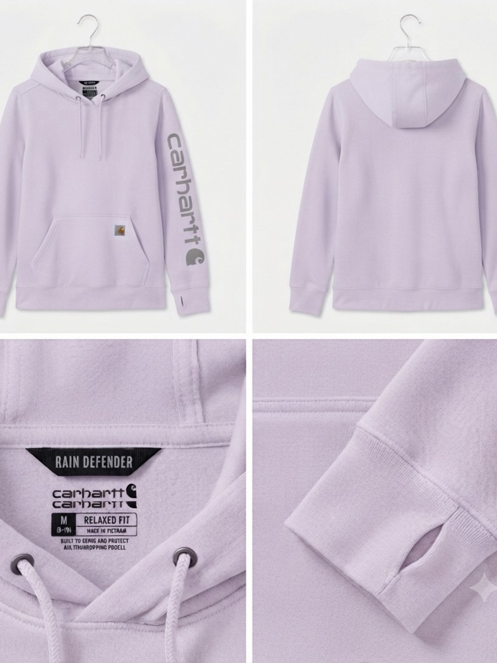 Carhartt Women's Lilac Crewneck Hoodie with Logo Sleeve